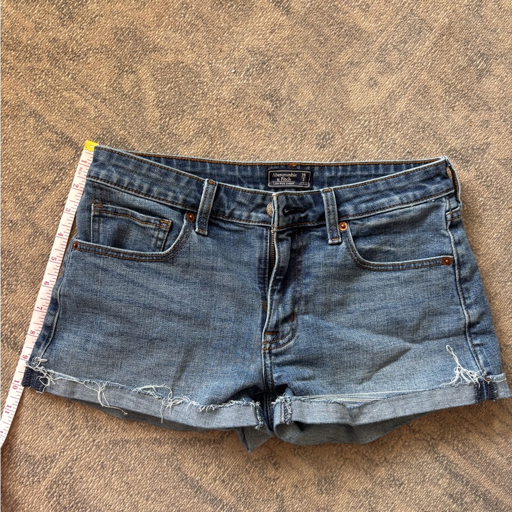 Abercrombie & Fitch Medium Blue Distressed Denim Cutoff Shorts